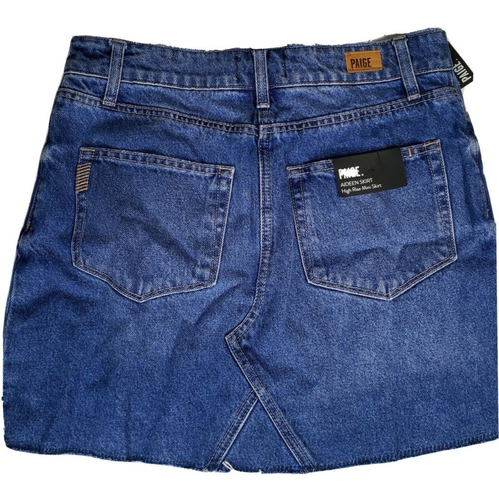 Paige Raw Hem High Rise Denim Mini Skirt Womens Aideen Size 29 NWT